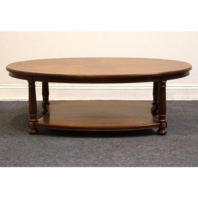 Wood Heritage Furniture Banded Burled Walnut Italian Provincial 52" Oval Accent Coffee Table 18-503-69 For Sale - Image 7 of 11