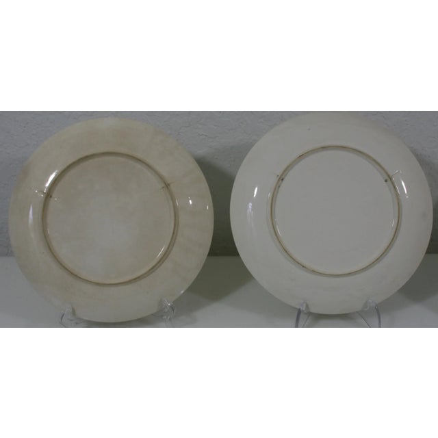 Vintage 1940s Ucagco Japan Hand Painted Signed Winter Season Christmas Plates- Set of 4 For Sale - Image 9 of 10