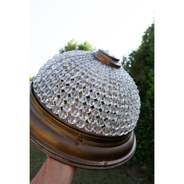 Metal Antique Bohemian Crystal Ceiling Light, Czechoslovakia, 1920s For Sale - Image 7 of 8
