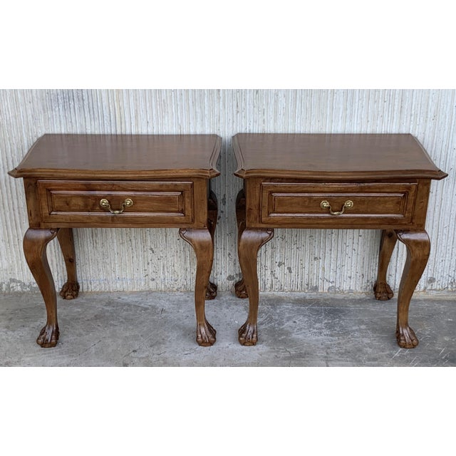 20th Century Pair of French Nightstands with One Drawer and Claw Feet For Sale - Image 16 of 18