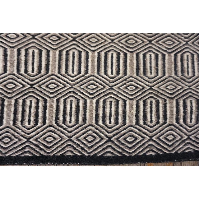 Stupendous American Navajo Twill Saddle Rug With Gray-Black-White Stripe Pattern For Sale - Image 11 of 14