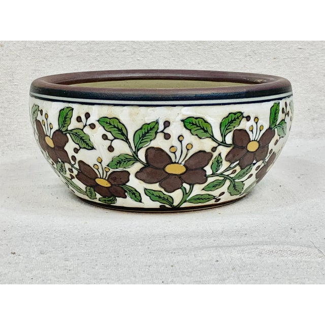 Vintage Hand-Painted Floral Cachepot For Sale - Image 4 of 10