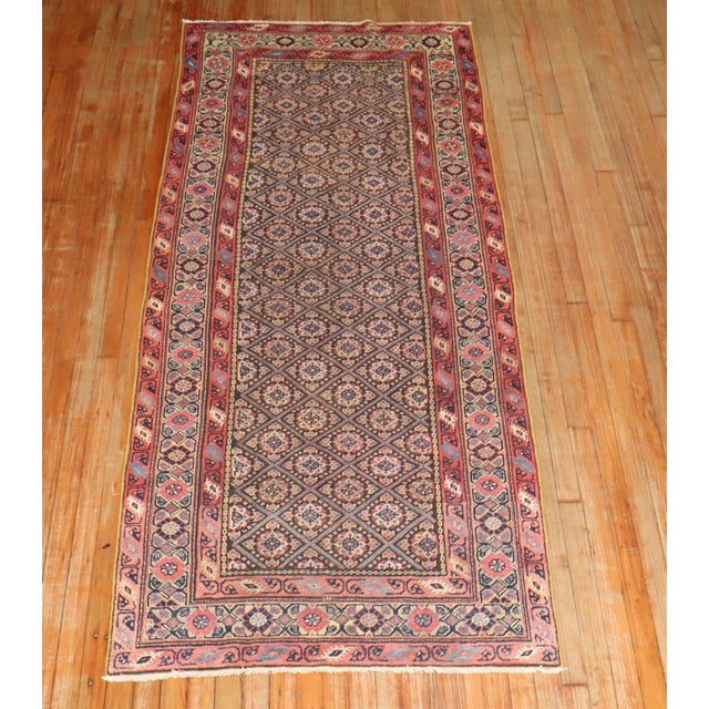 Persian Zabihi Collection Antique Persian Ferehan Runner - 3'5" x 8'2" For Sale - Image 3 of 10
