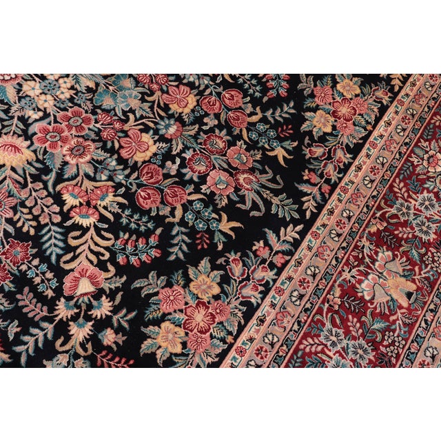 1990s Shabby Chic Abusson Pak-Persian Black/Red Wool Rug - 9'2'' X 12'0'' For Sale - Image 5 of 8