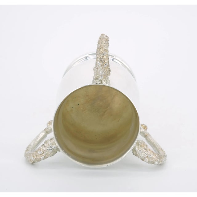 Metal English Silver Plated Three Handled Cup Vase / Round Footed Base For Sale - Image 7 of 11