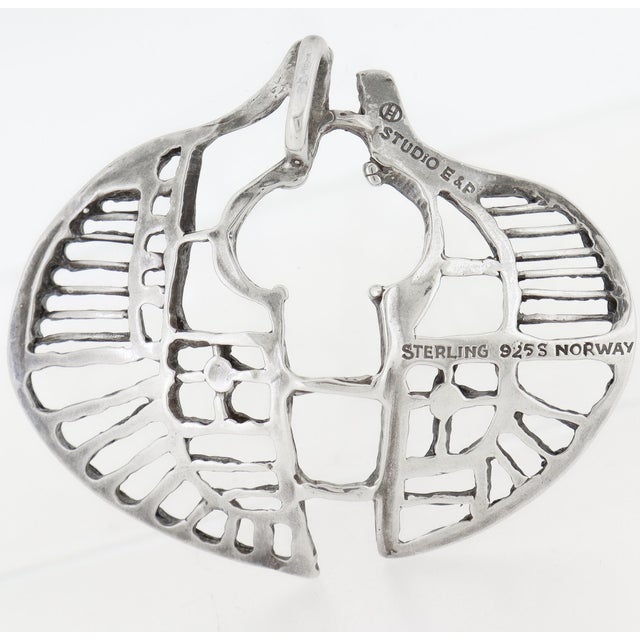 Metal Vintage Studio Else & Paul Scandanavian Modern Sterling Silver Necklace Pendant For Sale - Image 7 of 12