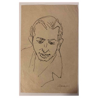 Mino Maccari, Portrait, Drawing, Mid-20th Century For Sale