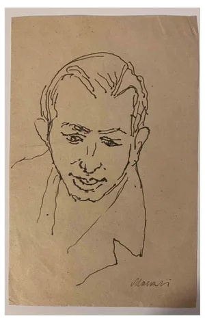 Mino Maccari, Portrait, Drawing, Mid-20th Century