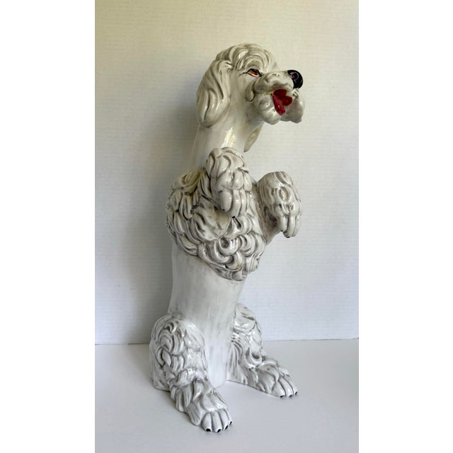 Mid 20th Century Vintage Italian Ceramic Standing Poodle Dog Sculpture For Sale - Image 5 of 13