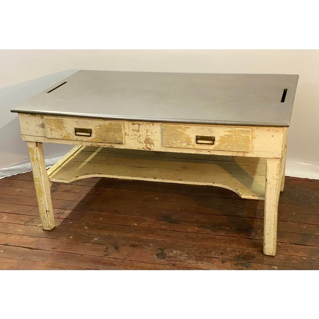 Stainless Steel and Pine Country Kitchen Work Table For Sale - Image 4 of 16