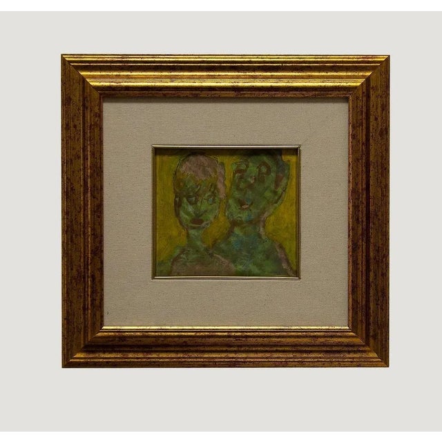 Lovely couple is an original painting realized in 1960 ca. by Mino Maccari (1898-1989). Mixed media on a zinc plate. In...