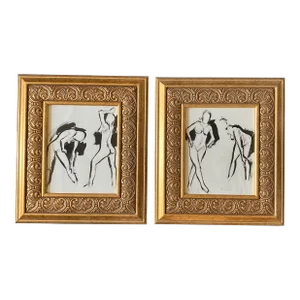 Contemporary Two Original Stephen Heigh Abstract Female Nude Paintings- Set of 2