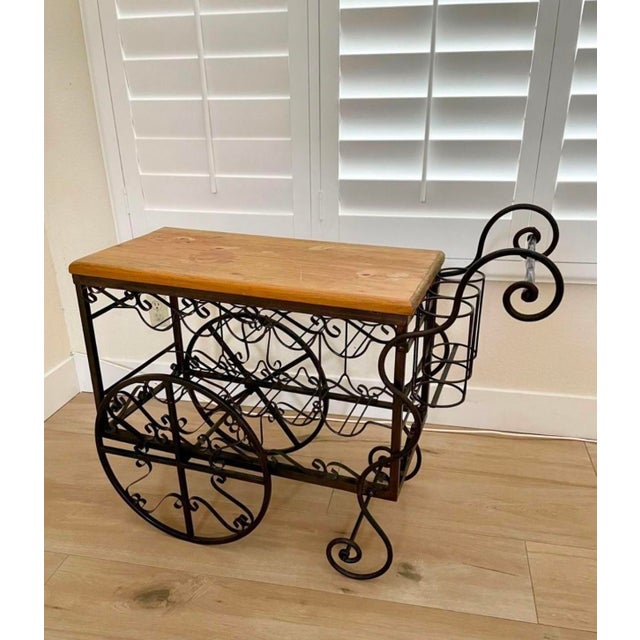 English Vintage Brass and Wood Beverage Bar Cart For Sale - Image 3 of 6