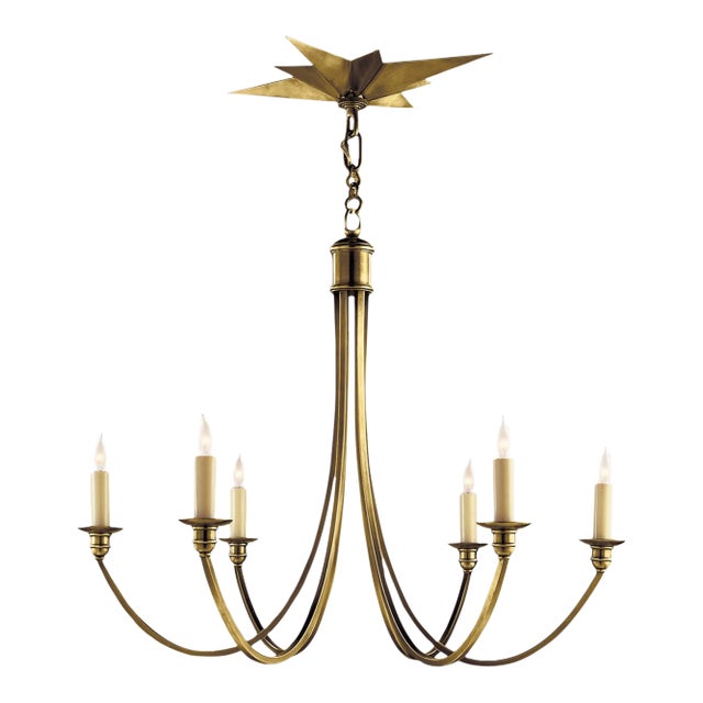 Eric Cohler for Visual Comfort Signature Venetian Medium Chandelier in Hand-Rubbed Antique Brass For Sale