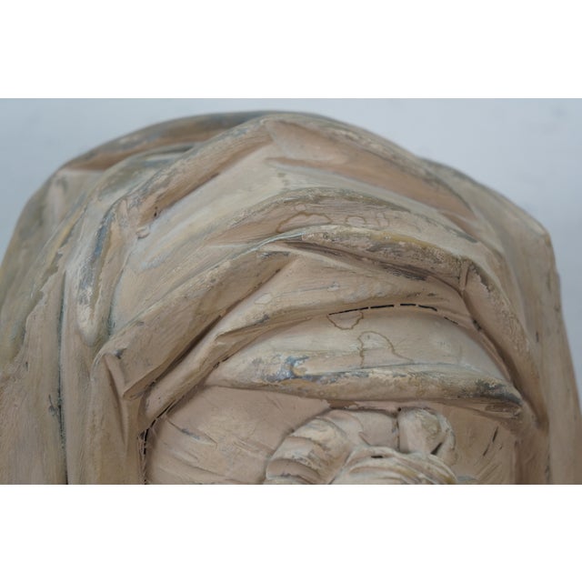 Late 20th Century Classical Clay Terracotta Vailed Vestal Bust of a Woman Statue Sculpture 19" For Sale - Image 4 of 11