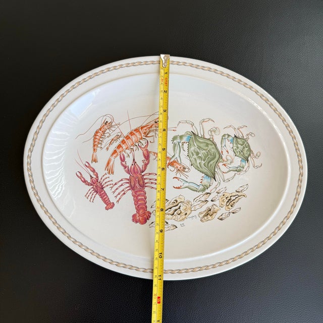 Vintage Ljungberg Coquillage 14” Ceramic Serving Platter Lobster Shrimp Crab Seafood For Sale In Miami - Image 6 of 11