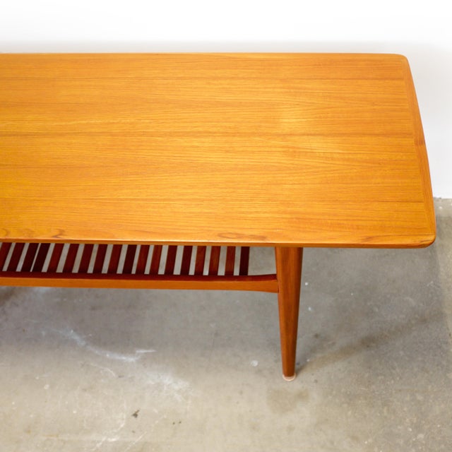 Danish Teak Coffee Table With Slatted Lower Shelf For Sale In Boston - Image 6 of 9