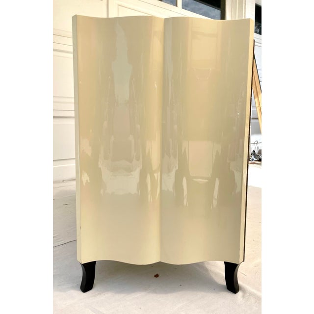 Reeves Design "Albert" Ivory Lacquered Serpentine Cabinet For Sale - Image 11 of 12