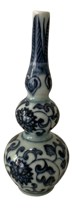 Blue & White Porcelain Floral Chinoiserie Vase