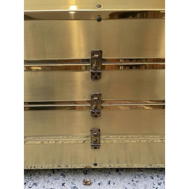 Campaign Brass Clad Campaign Style Side Table on Casters For Sale - Image 3 of 12