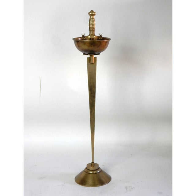 Metal Art Deco French Lounge Club Bronze Sword Ashtray Stand For Sale - Image 7 of 7