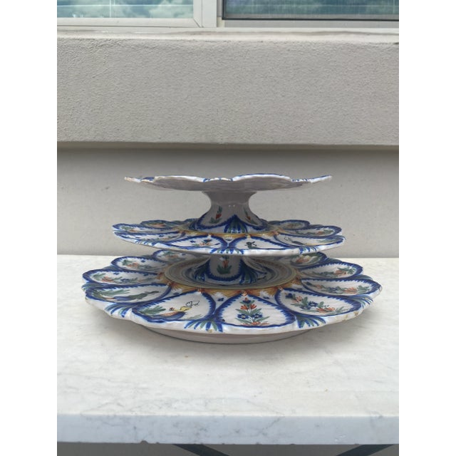 Henriot Quimper 19th Century French Faience Server Oyster Henriot Quimper For Sale - Image 4 of 10