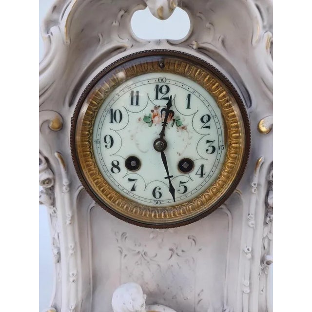 Large Art Nouveau Clock in Porcelain from Royal Dux, 1900s For Sale - Image 3 of 13