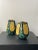 Forest Green Vintage Green and Yellow Vases, Set of 2 For Sale - Image 8 of 13
