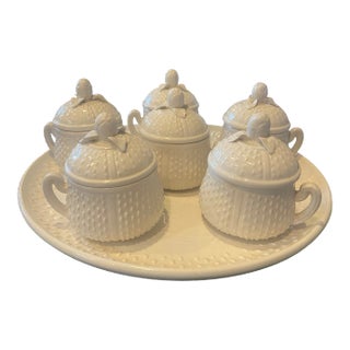 Late 20th Century Mottahedeh Pots De Crème With Platter For Sale