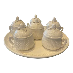 Late 20th Century Mottahedeh Pots De Crème With Platter