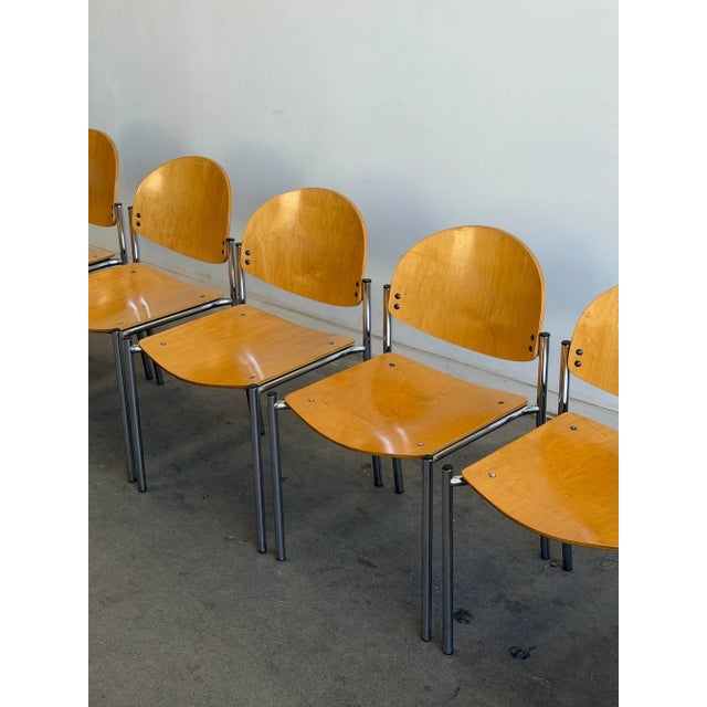 Wood Post Modern Dining Chairs - Set of Six For Sale - Image 7 of 18