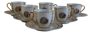 Vintage Czech Porcelain Demitasse Cups and Saucers from Epiag, 1950, Set of 2