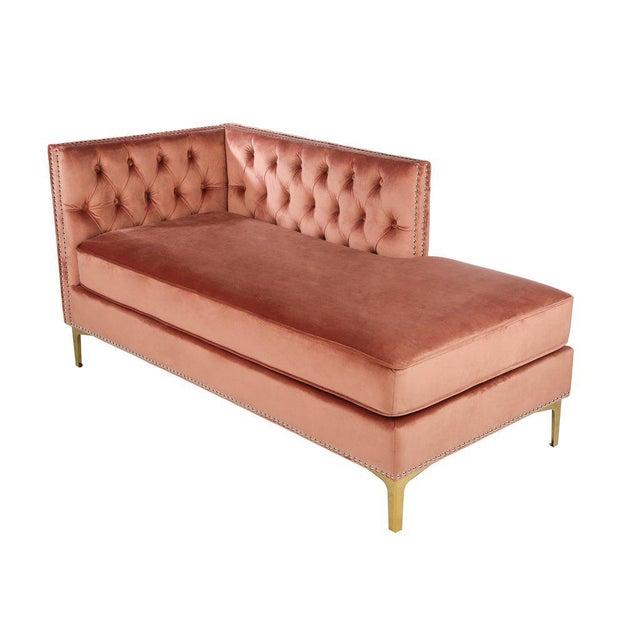 Harper Tufted Pink Rose Velvet Chaise Chairish