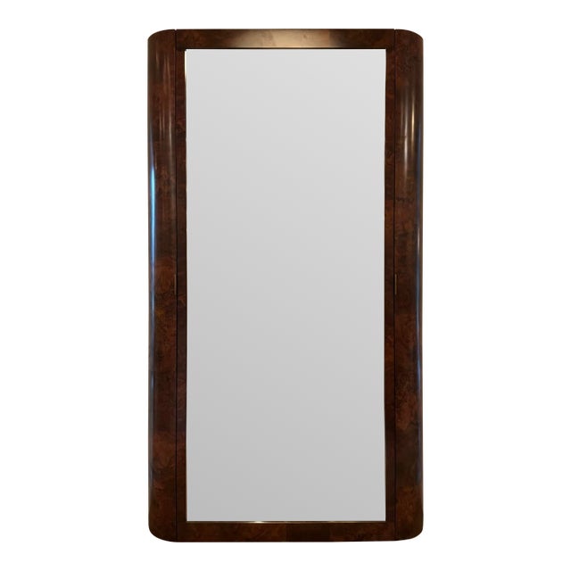 Jonathan Charles Modern Burl Mahogany Jacques Full Length Storage Mirror For Sale