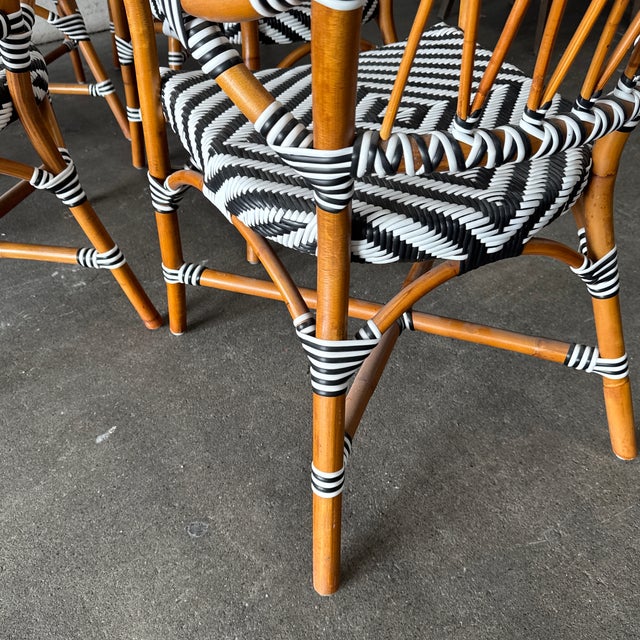 Wood Cb2 Woven Rattan Bistro Dining Armchairs, Set of Six For Sale - Image 7 of 12