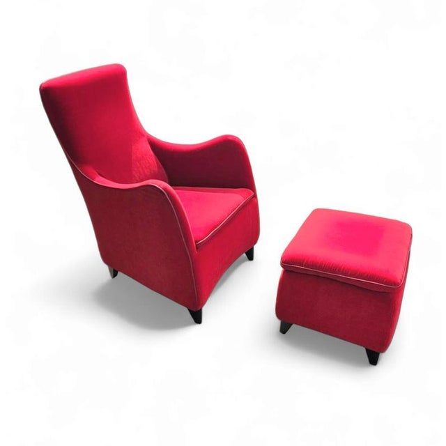 Set of Senta Armchair and Ottoman in Red Velvet by Gerard van den Berg for Wittmann For Sale - Image 16 of 18