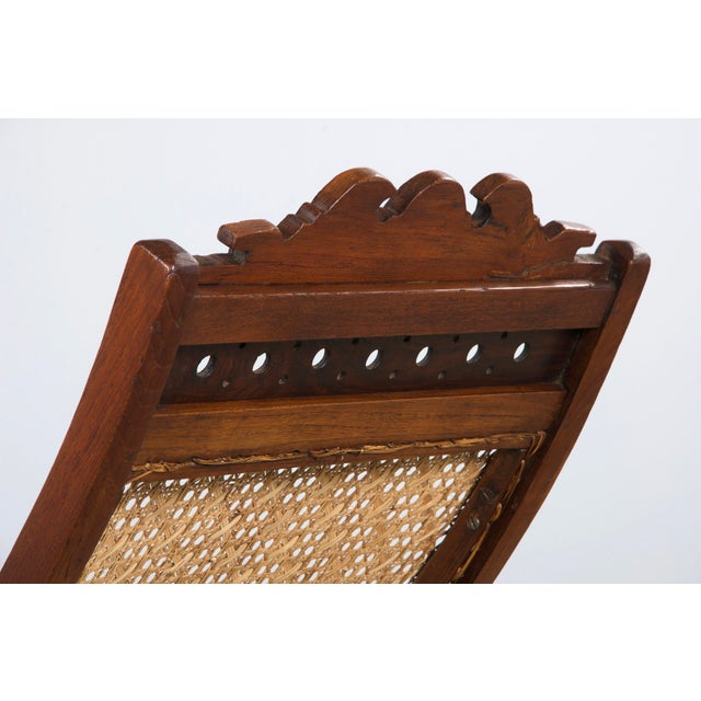 19th Century Colonial Mahogany Plantation Lounge Cane Chair For Sale - Image 12 of 12