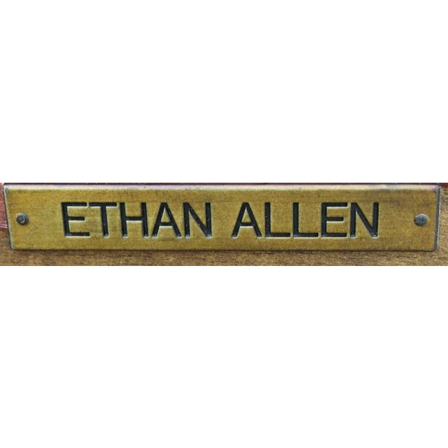 Ethan Allen Teak Table Vintage Wayfarer Console Wood Empire Trestle Sofa Entry For Sale - Image 12 of 12