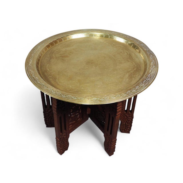 Vintage Orient Islamic Hammer Engraved Table Tray, 1940s For Sale - Image 18 of 18