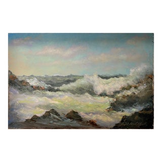Crashing Waves Fill a Timeless Seascape For Sale