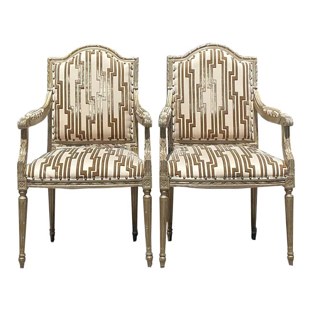 Vintage Regency Cut Velvet Bergere Chairs - a Pair For Sale