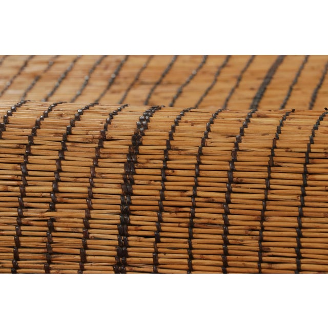 Wood Vintage Tuareg Mat Runner, Warm and Rich Gold and Brown Stripes - Rug & Kilim For Sale - Image 7 of 8