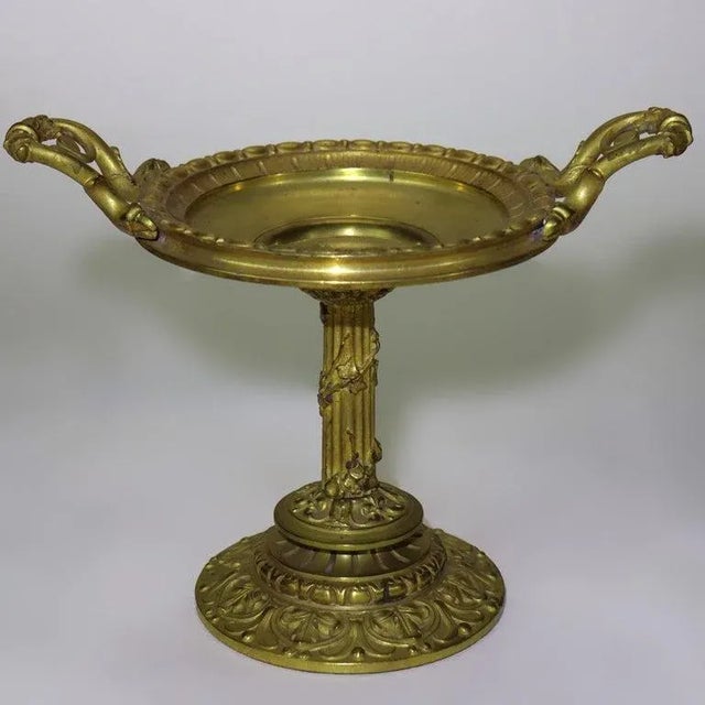 Antique Gilt Bronze Tazza With Fluted Column C1880 For Sale - Image 6 of 9