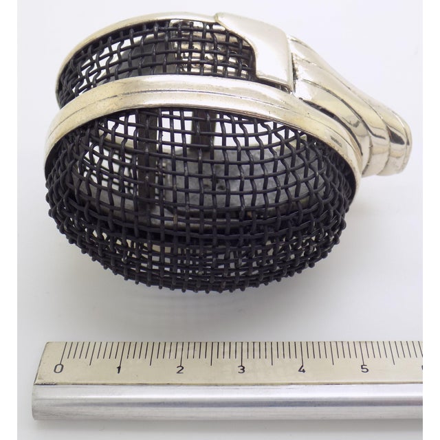 Vintage Italian Handmade Genuine Silver Fencing Mask Figurine by Sacchetti of Arezzo, 1980s Solid 800 Silver Sports Sculpture and Rare Gift For Sale - Image 11 of 11