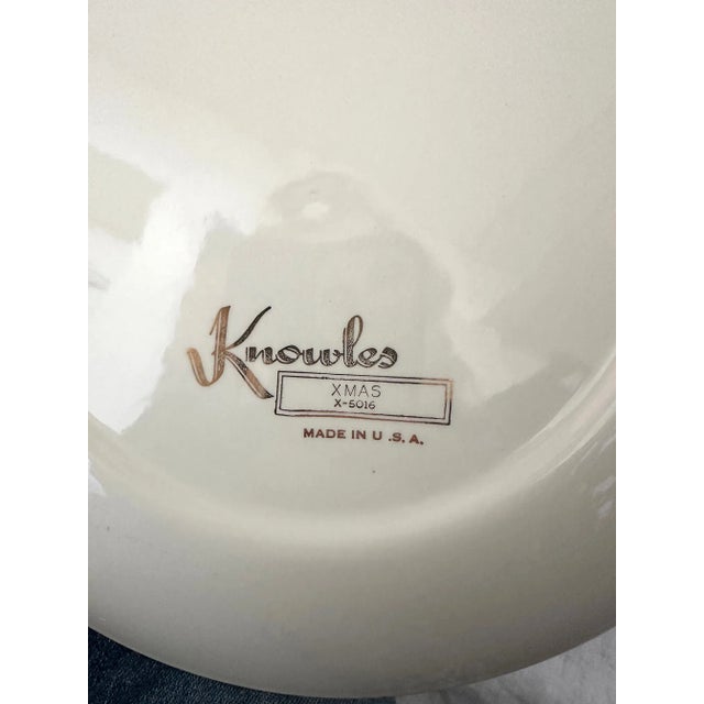 Vintage MCM Edwin Knowles Set of 8 Christmas Tree Dinner Plates For Sale In Palm Springs - Image 6 of 6