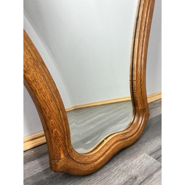 Vintage French Wall Mirror with Ornate Carved Oak Frame For Sale - Image 3 of 8