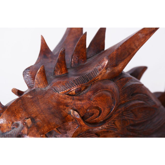 1930s Original Asian Dragon Statue in Lacquered Wood, 1930s For Sale - Image 5 of 11