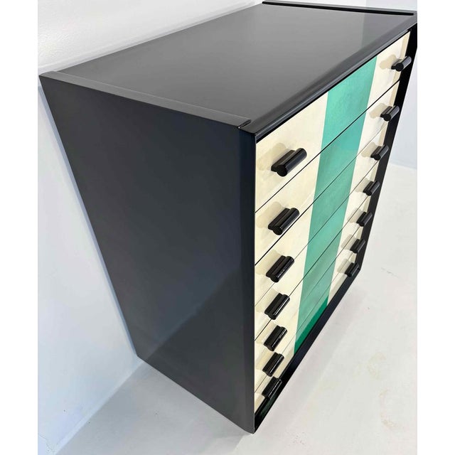Black Lacquer & Parchment Chest of Drawers, 1950s For Sale - Image 6 of 8