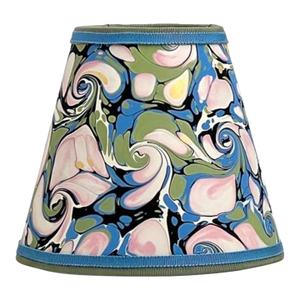 Blue and Pink Marbled Paper Chandelier Shade - 4”x6”x6”