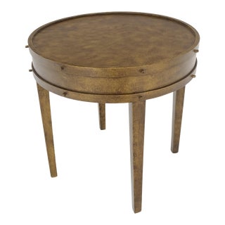 Steampunk Style Faux Bronze Patina All Steel Metal Side End Table Lamp For Sale
